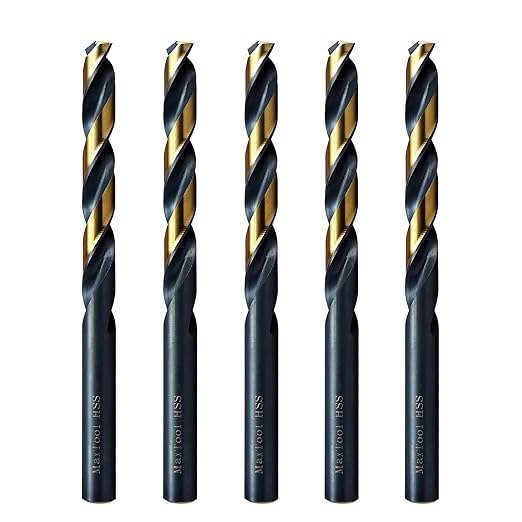 MAXTOOL Letter Q 0.332" 5PCs Identical Jobber Length Drill Bits HSS M2 Twist Drill Bits Fully Ground Black & Bronze Straight Shank; JBL02H10RQE5
