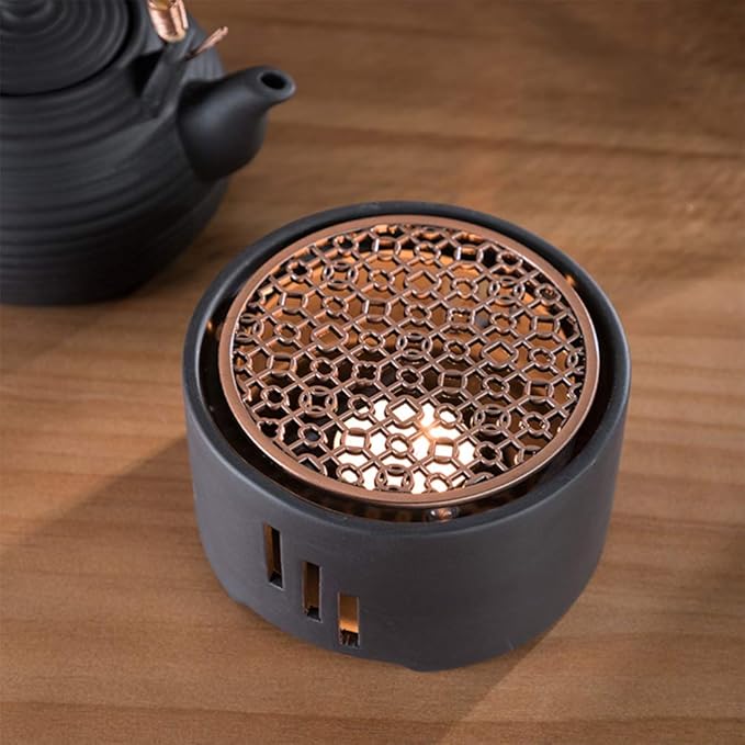 Cabilock Ceramic Tea Warmer with Candle Stand and Mat 4.5 Inch Compact Teapot Heater for Home Cafe Milk Warmer and Office Use