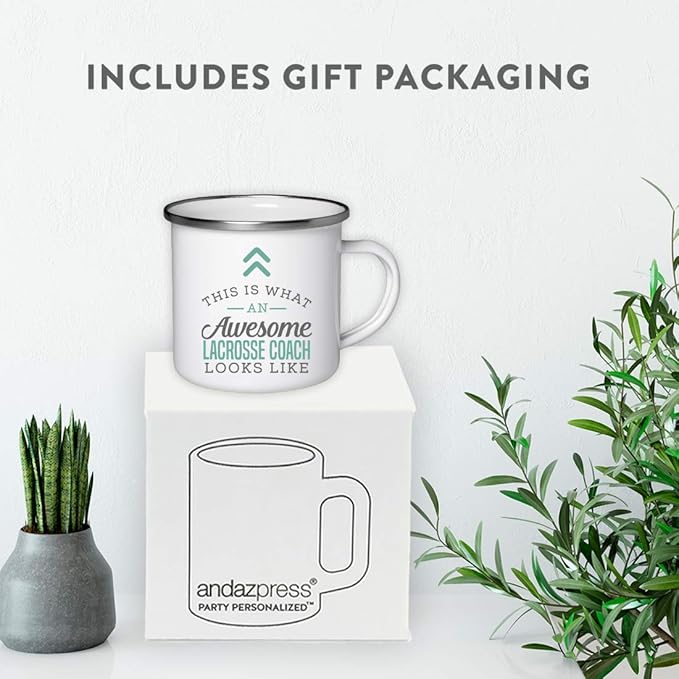 Andaz Press 11oz. Stainless Steel Campfire Coffee Mug Gift, This is What an Awesome Lacrosse Coach Looks Like, 1-Pack, Birthday Gift Ideas Coworker Him Her, Includes Gift Box