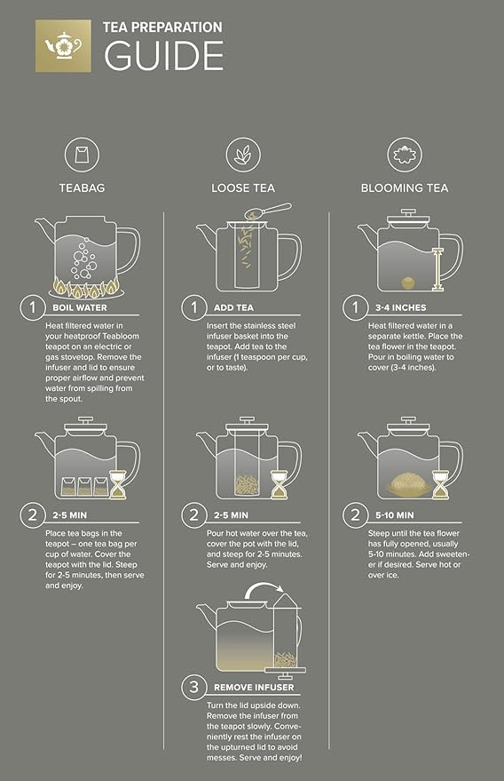 Teabloom Joyful Warmth Teapot with Tea Warmer – 50 oz (6+ Cups) Hand-Blown Borosilicate Glass, Stainless Steel Loose-Leaf Infuser, Heat-Resistant Kettle, Elegant Gift Set for Tea Lovers