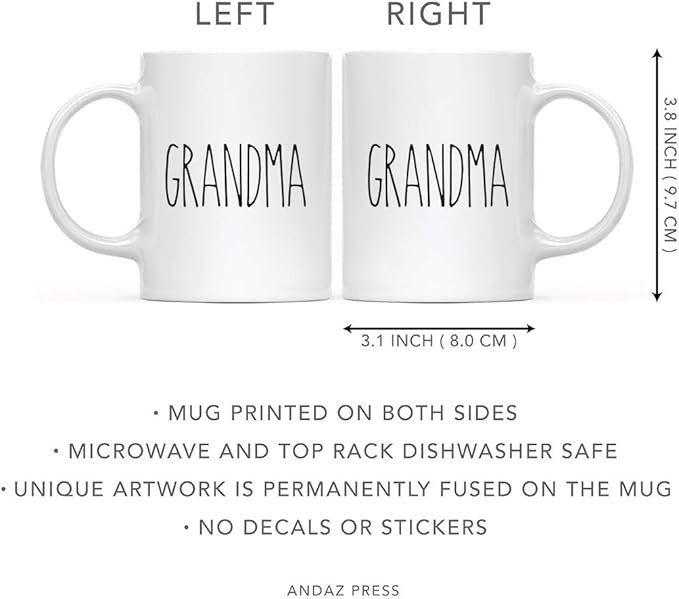 Andaz Press Simple Rustic Farmhouse Kitchen Decor 11oz. Ceramic Coffee Tea Mug Gift, Grandma, 1-Pack, Mother's Day Birthday Christmas Gift Ideas for Family, Friends