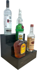 Handmade Tiered Display Shelving - Three Tier Bar Display - Bar Organizer - Liquor Bottle Display (12" without Back, Black)