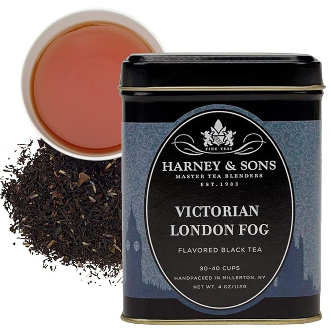 Harney & Sons Victorian London Fog, 4oz Loose Leaf Black and Oolong Tea with Bergamot, Lavender, and Vanilla, Hearty English Black Tea Blend, Stocking Stuffer
