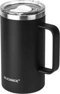 24oz Insulated Coffee Mug Cup With Handle, 304 Stainless Steel Vacuum Insulation, Tritan Detachable Slider Lid, BPA Free, Dishwasher Safe - Office & Home - Black