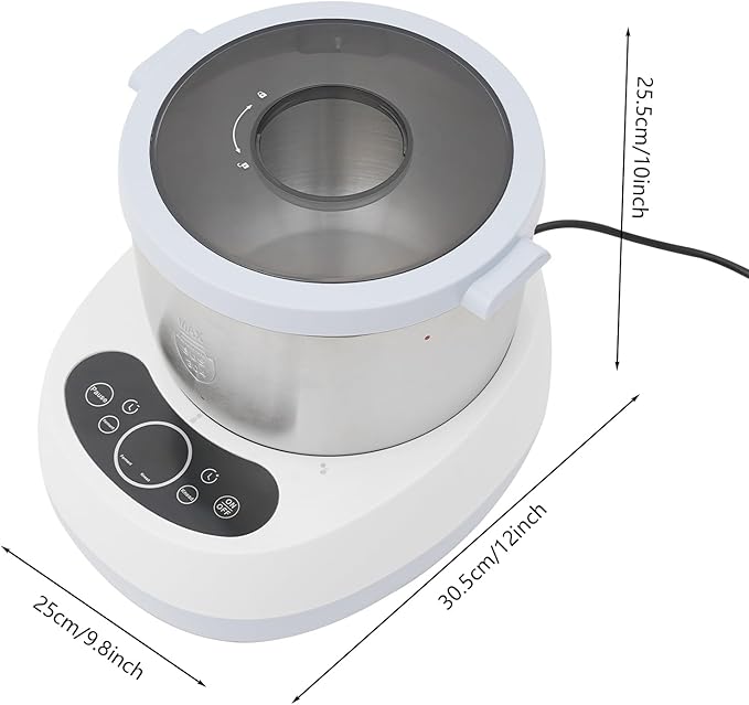 Electric Dough Maker with Ferment Function - Stainless Steel Dough Mixer for Pizza, Bread, Noodles & Dumplings - Stylish Blue and White Design