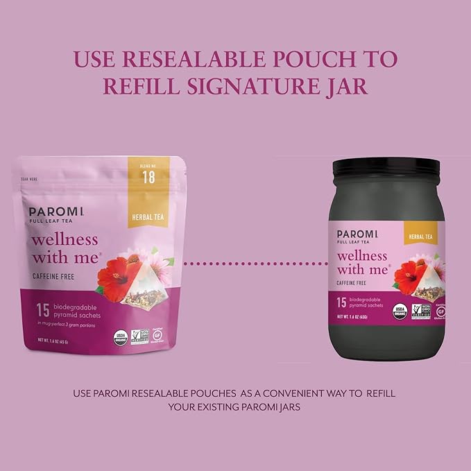 Paromi Wellness With Me Organic Herbal Tea, Signature Jar, 15 Count