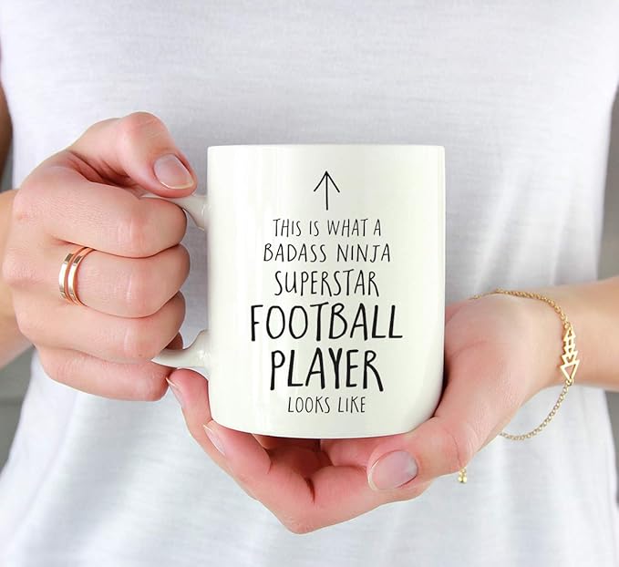 Andaz Press Funny 11oz. Ceramic Coffee Tea Mug Gift, This is What a Badass Ninja Superstar Football Player Looks Like, 1-Pack