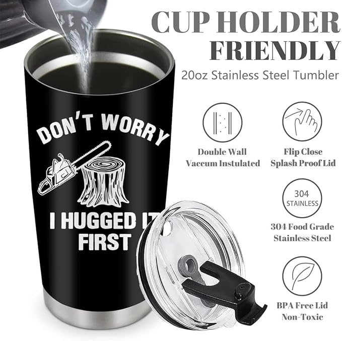 Arborist Gifts for Men, Chainsaw Man Gifts for Dad, Stainless Steel Insulated Tumbler 20oz