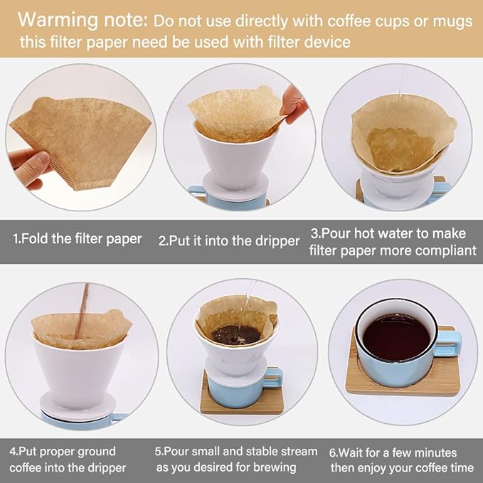 BYKITCHEN Size 4 Coffee Filters, 8-12 Cup, Set of 200, Coffee Filters 4 Cone Paper, Natural Unbleached Paper Filters for Pour Over Coffee Dripper and Coffee Maker