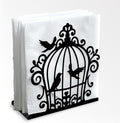 Birdcage and Bird Decorative Black Metal Napkin Holder for Table, 4.9" x 5.3" x 1.9" Birdcage and Bird Standing Napkin Holder for Home Kitchen Restaurant Picnic Party Coffee Bar Room