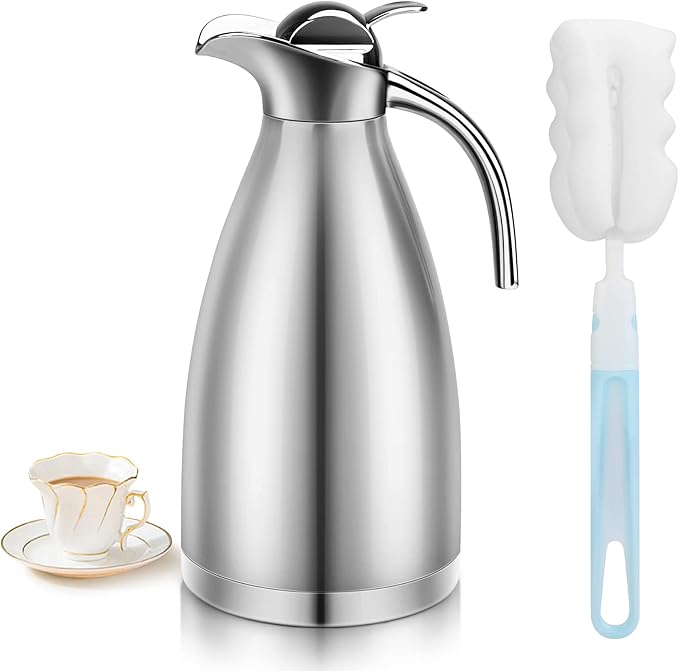 70oz Thermal Coffee Carafe Insulated Coffee Thermos Urn, Stainless Steel Coffee Carafes For Keeping Hot, Double Walled Insulated Vacuum Flask Pot, Tea Water Coffee Hot Beverage Airpot Dispenser