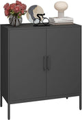 Metal Storage Cabinet with Adjustable Shelves, Steel Buffet Sideboard for Entryway, Living Room, Dining Room, Kitchen, Office, Bar (Black, 31.5" D x 15.75" W x 35.43" H)