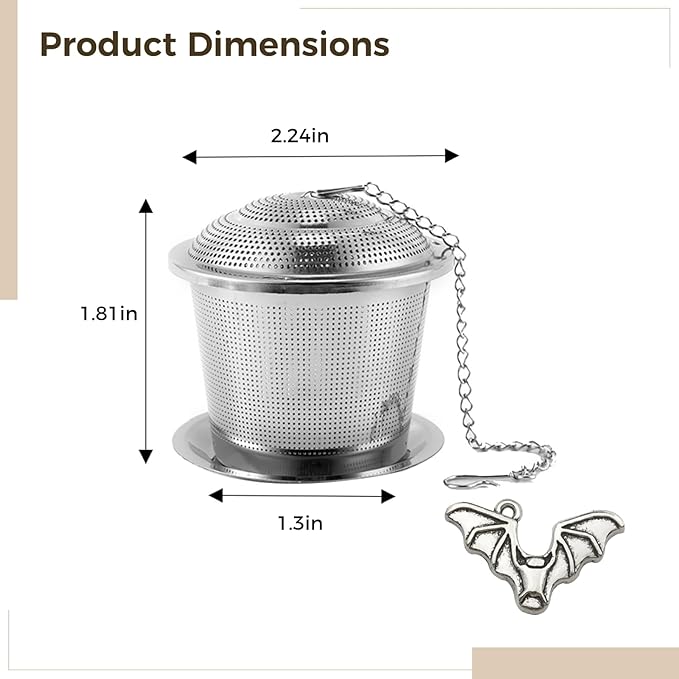 6 Pcs Stainless Steel Tea Infusers for Loose Leaf Tea, Fine Mesh Tea Strainers with Unique Spider, Pumpkin, Bat Designs, Includes Hanging Hooks for Easy Use, Ideal for Black, Green, and Herbal Teas