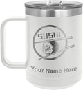 LaserGram 15oz Vacuum Insulated Coffee Mug, Sushi, Personalized Engraving Included (White)