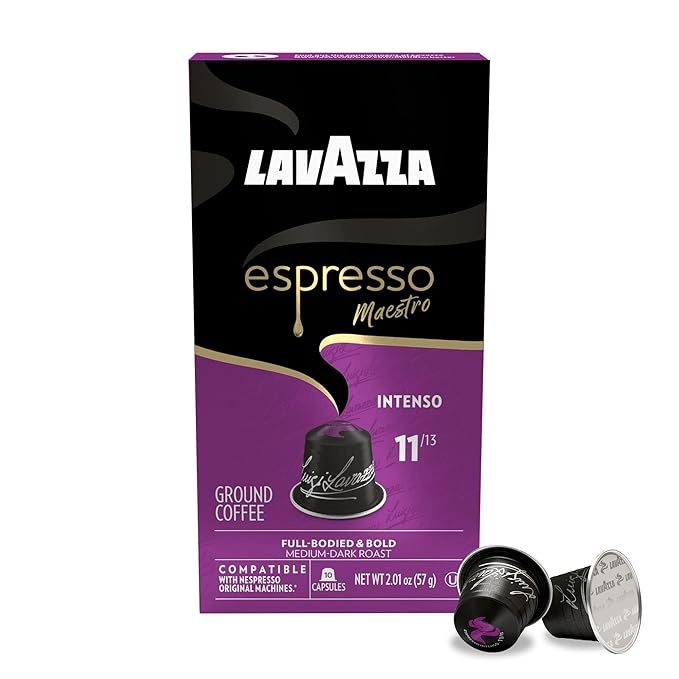 Lavazza Espresso Maestro Intenso Aluminum Capsules Compatible with Nespresso* Original Machines, Medium-Dark Espresso Roast, Arabica and Robusta (60 Capsules) (Pack of 2)