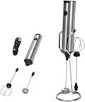 Madrigal Rechargeable Milk Frother with Stand, Dual 304 Stainless Steel Whisks, USB-C Mini Mixer for Drinks, Cappuccino & Hot Chocolate, 3-Speed Handheld Drink Mixer for Lattes