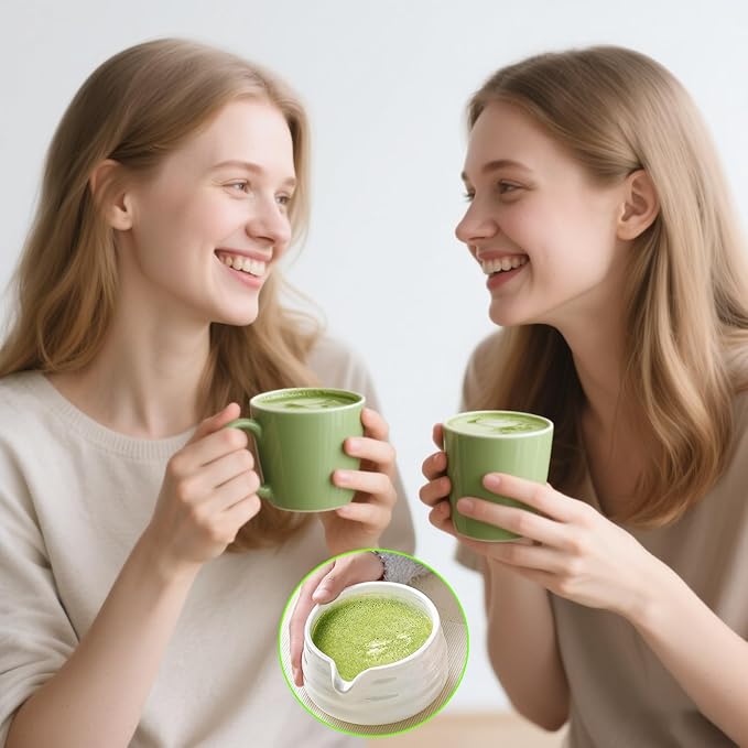 White Matcha Bowl with Spout - Ceramic Chawan Matcha Bowl for Whisking Matcha -Traditional Japanese Macha Bowl Handmade