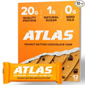Atlas Bar – 20g Protein, 1g Sugar, 0g Seed Oils, 0g Artificial Sweeteners (12 Count, Peanut Butter Chocolate Chip)