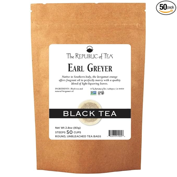 The Republic of Tea Earl Greyer Black Tea, 50 Tea Bags, Gourmet Black Tea, Gluten-Free