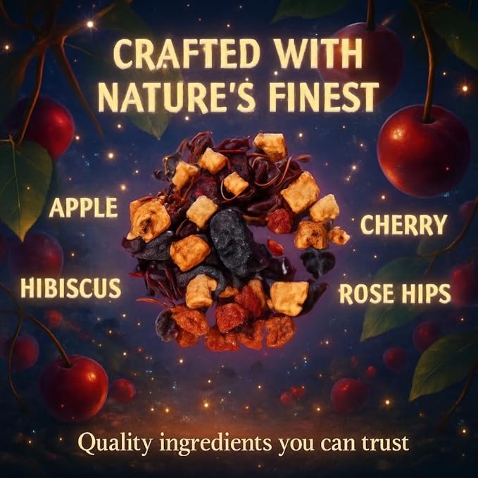 Bellasia Tea Cherry Jubilee for Kids Using Real Fruit Pieces - Caffeine Free Herbal Tea with Real Ingredients & Balanced Flavor- Add Loose Leaf Tea to Your Child’s Routine for A Fun & Tasty Drink