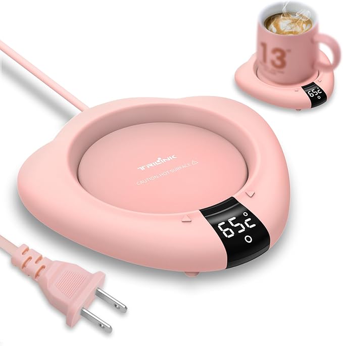 Coffee Mug Warmer for Desk, Cup Warmer with Auto Shut Off, Mug Warmer Plate for Coffee, Milk, Tea, Beverage - Mug Heater for Travel, Home and Office (Pink)
