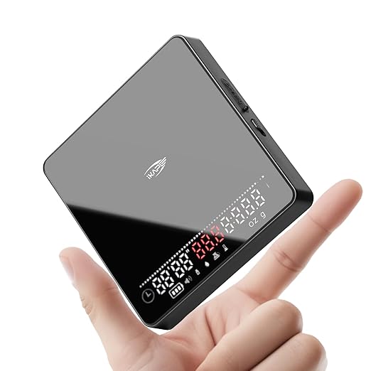 IKAPE Professional Coffee Scale with Timer, 2kg/0.1g High Precision Digital Scale, 4 Modes (Espresso/Pour Over Brew Ratio), LED Display, Auto-Tare, for Kitchen, Cooking, Espresso, Pour Over Coffee