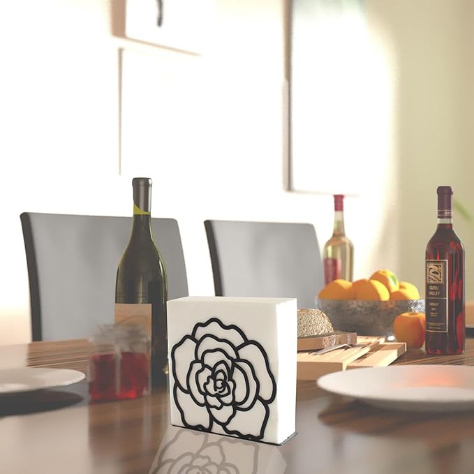 Napkin Holder for Table, Metal Napkin Holders for Kitchen Dining Farmhouse Cocktail Picnic Bar Rustic, Modern Napkins Holder for All Dining Room Decors (Flower), Christmas Decoration Gifts