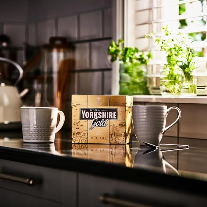 Yorkshire Tea, Gold, Pillow Tea Bags, 80 Count (Pack of 1), Premium Blend, Rich, Smooth, and Satisfying, Classic British Breakfast Blend, Caffeinated, Enjoy Hot or Iced, 80 Teabags