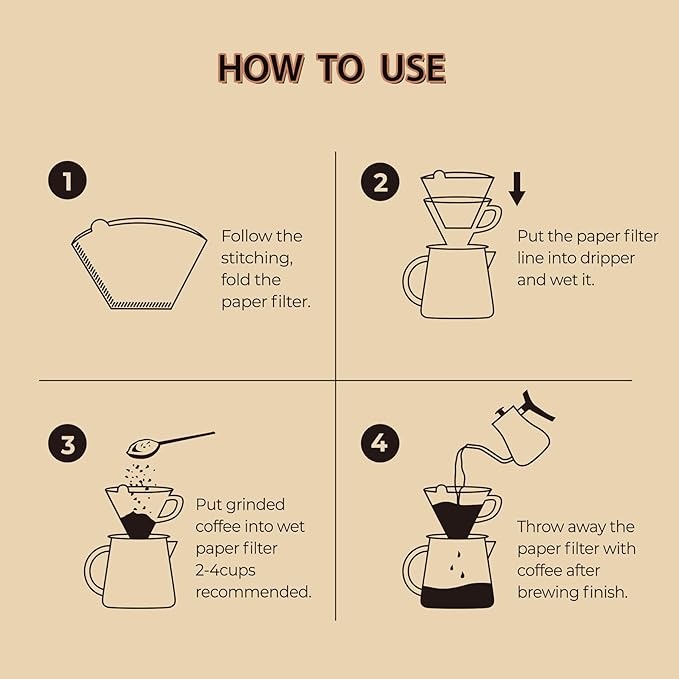 300 Count Cone Coffee Filters #4, Natural Brown Paper Coffee Filters 4 Cone Paper for Pour Over and Drip Coffee Maker (100 Count, Pack of 3)