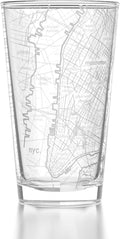 Well Told 16 oz Clear Glass New York City Map Pint Glass, Engraved Beer Glass, Gift