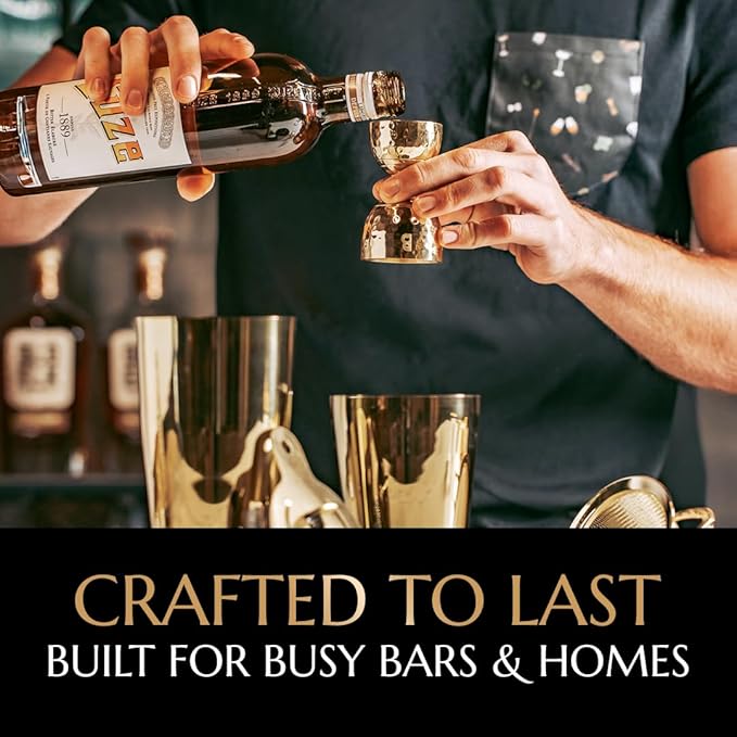 Hammered Bell Jigger by Bull In China - Premium 100% Brass with 0.25oz to 2oz Measures for Cocktails, Bars & Bartenders