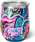 Swig Life 12oz Wine Tumbler with Lid, Stainless Steel, Dishwasher Safe, Portable, Triple Insulated Wine Tumbler (Bazaar)