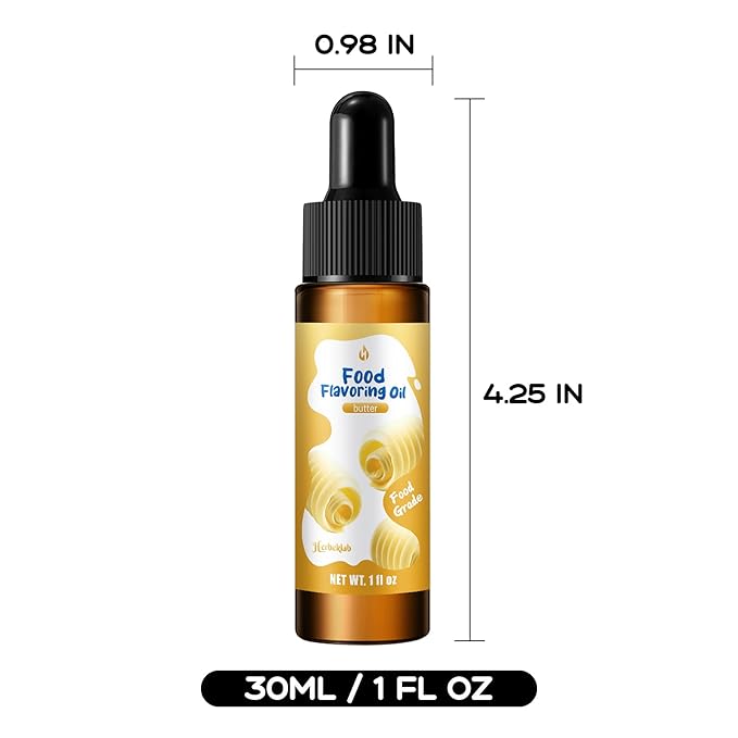 Butter Flavoring Extract – 1 fl oz Concentrated Food Flavoring Oil for Baking, Candy Making, Lip Gloss & Desserts, with Glass Dropper
