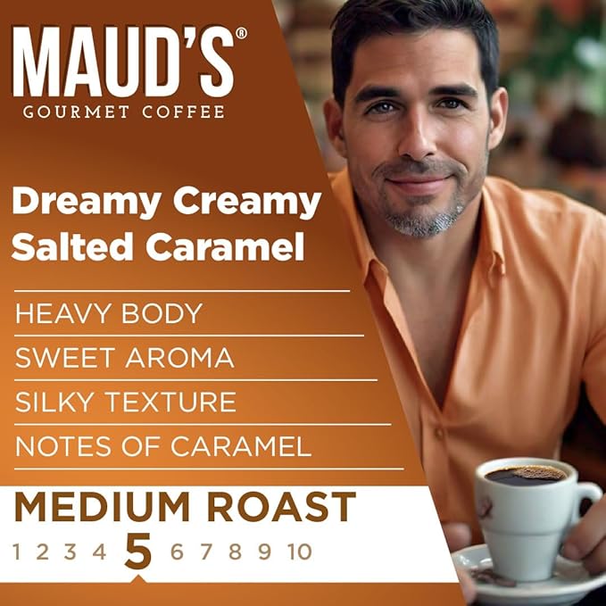 Maud's Salted Caramel Favored Instant Coffee, 26 ct, 100% Arabica Coffee, Medium Roast, Instant Hot or Iced Coffee - Just add water