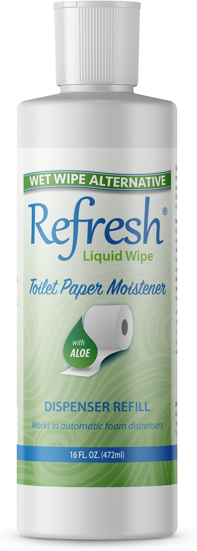 Refresh Liquid Wipe: Toilet Paper Foam Dispenser Refill | Eco-Friendly Flushable Wet Wipe Alternative with Witch Hazel and Aloe | 16 oz Refill | 1 Pack