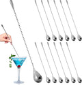 12 Pcs 12 Inches Bar Spoons Stainless Steel Mixing Spoons Spiral Pattern Long Drink Stirrer for Cocktail Shaker, Silver
