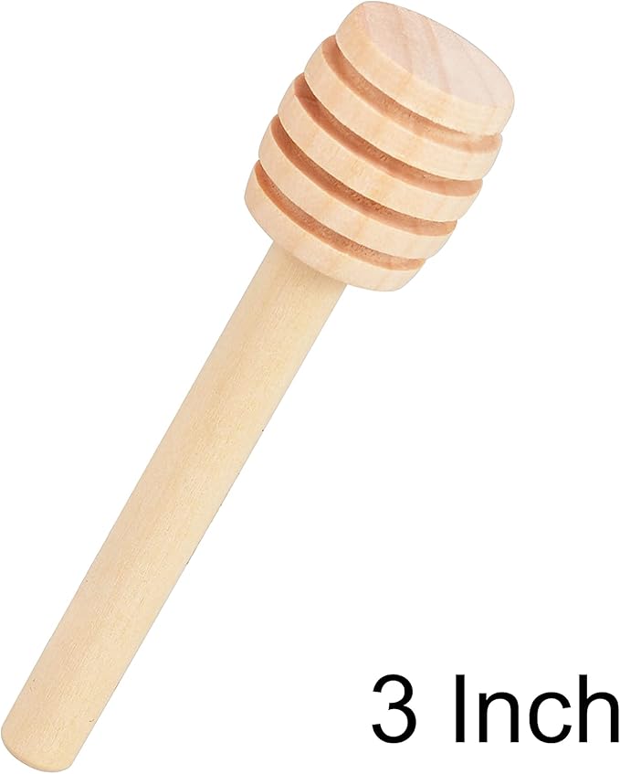 Wooden Honey Dipper Sticks, 3Pcs Mini Honey Spoon for Honey Jar Dispense Mixing Stirrer