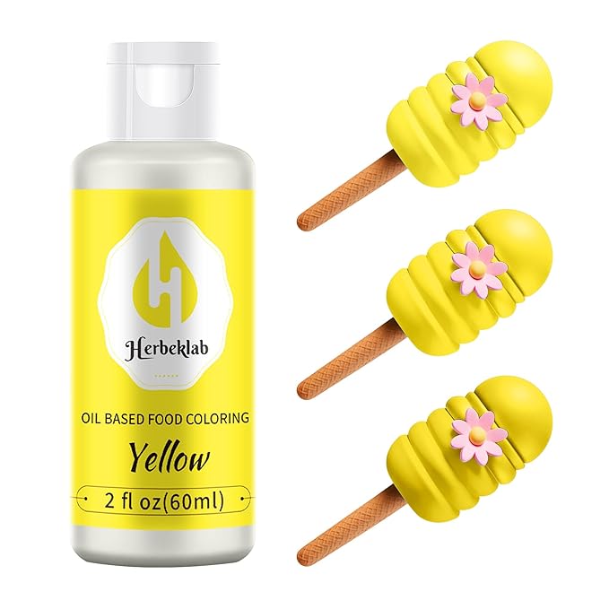 Yellow Oil Based Food Coloring – 2 fl oz Professional Grade Concentrated Oil Food Dye for Melting Chocolate, Candy Melts, Cake Pops, Strawberries & Baking