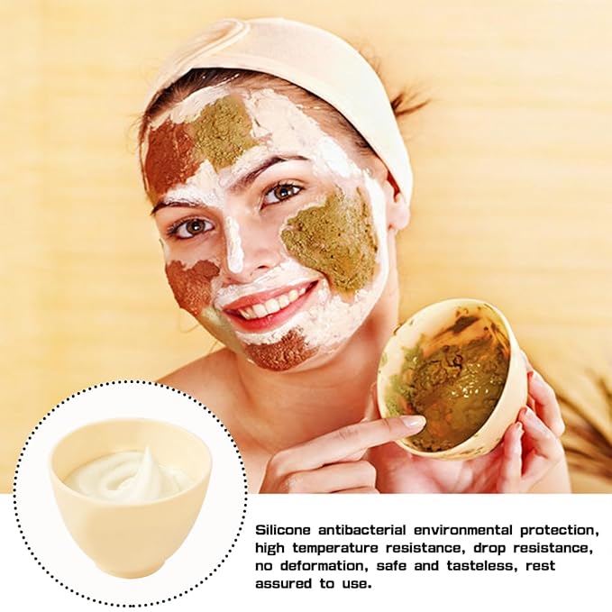 4 Inch Diy Silicone Facial Mask Mixing Bowl, 4 PCS Home Use Microwavable Silicone Facial Mud Bowl for Facial Mask, Mud Mask and Other Skincare Products, Cosmetic Beauty Tool for Home Salon,Yellow
