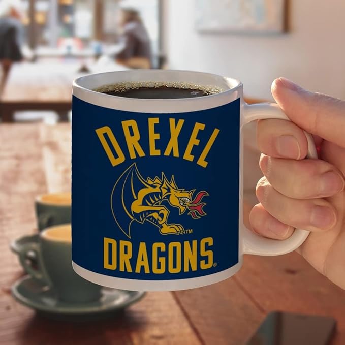 Drexel University Dragons Logo Ceramic Coffee Mug, Novelty Gift Mugs for Coffee, Tea and Hot Drinks, 11oz, White