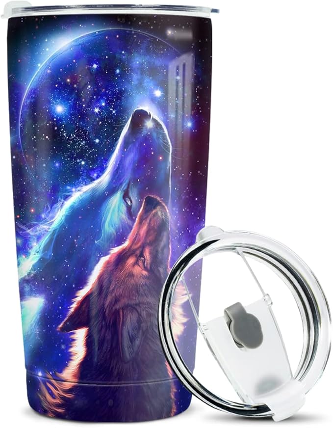 winorax Wolf Tumbler Wolves Gifts For Women Men Wolf Cup 20oz Stainless Steel Insulated Coffee Travel Mug Cup Tumblers Equestrian Gifts For Birthday Christmas