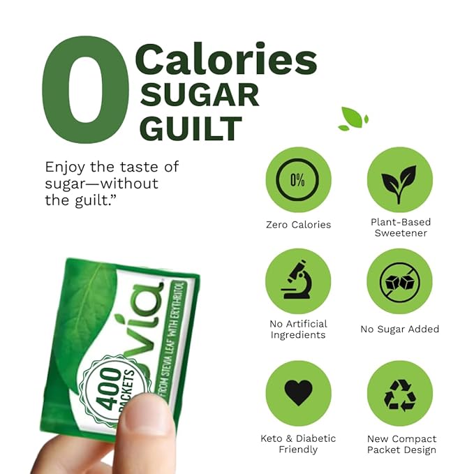 Truvias Natural Stevia Sweetener Packets – 400 Count – Zero Calorie Sugar Substitute, Plant-Based Sweetener, Keto Friendly, Original Flavor, Ideal for Coffee, Tea & Baking