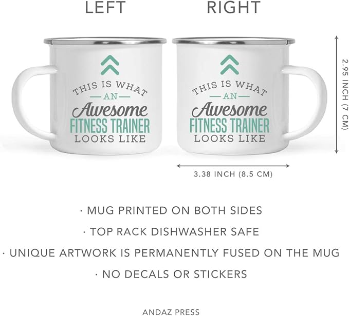Andaz Press 11oz. Stainless Steel Campfire Coffee Mug, Awesome Fitness Trainer Mug, Birthday Gift Idea, Includes Gift Box