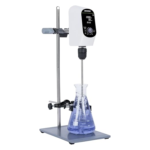 Electric Overhead Stirrer Mixer 100-2000RPM Timing Max.40L(H₂O) LCD Display Digital Overhead Stirrer Mixer 20000mPas Powerful Lab Stirrers Mixer with Stirring Rod&Stand