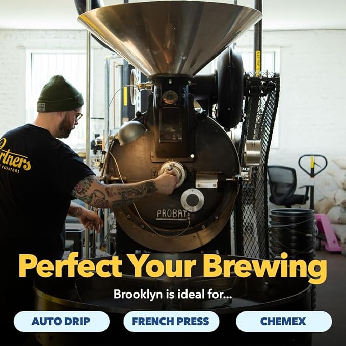PARTNERS COFFEE ROASTERS - Whole Bean Coffee (Brooklyn - Medium Roast) 12oz - Versatile & Delicious Daily Brew - Milk Chocolate, Toffee, Dried Fruit - Whole Coffee Beans - Roasted in New York City