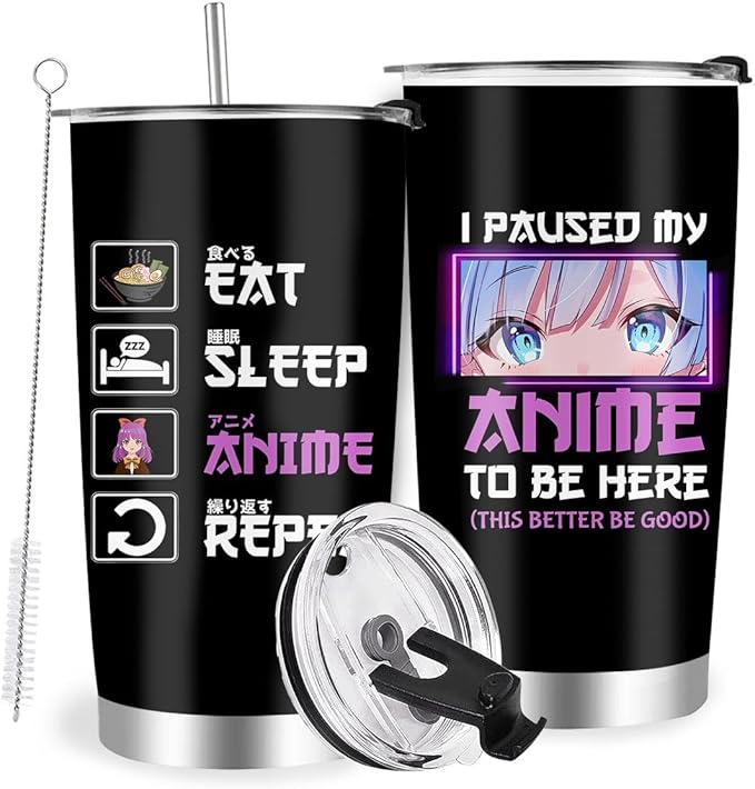 Anime Lover Stainless Steel Tumbler 20oz - Gifts for Girls, Women, Japanese Merch, Birthday Kawaii Present for Anime Fans