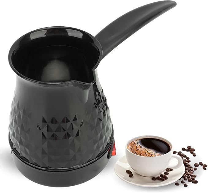 Sanpyl 600ml Stainless Steel Coffee Maker Anti Scald Even Heating Electric with Removable Handle Plug 110V 10.6 oz