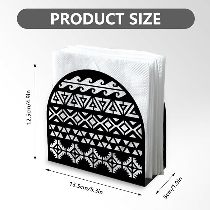 Aztec Decorative Black Metal Napkin Holder for Table, 5.3" x 4.9" x 1.9" Aztec Standing Napkin Holder for Home Kitchen Restaurant Picnic Party Coffee Bar Dining Room
