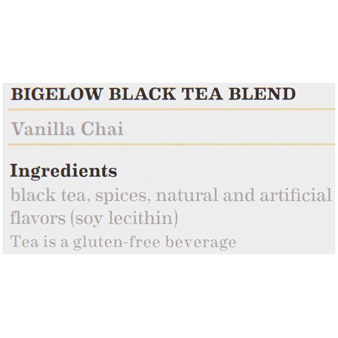 Bigelow Vanilla Chai Tea Bags 28-Count Box (Pack of 1) Black Tea Bags with Spices and Vanilla Flavor Rich in Antioxidants