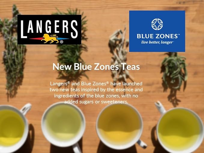 Langers Blue Zones Inspired Unsweetened Tea, Green & Jasmine Tea, 128 Fl Oz (Pack of 2)